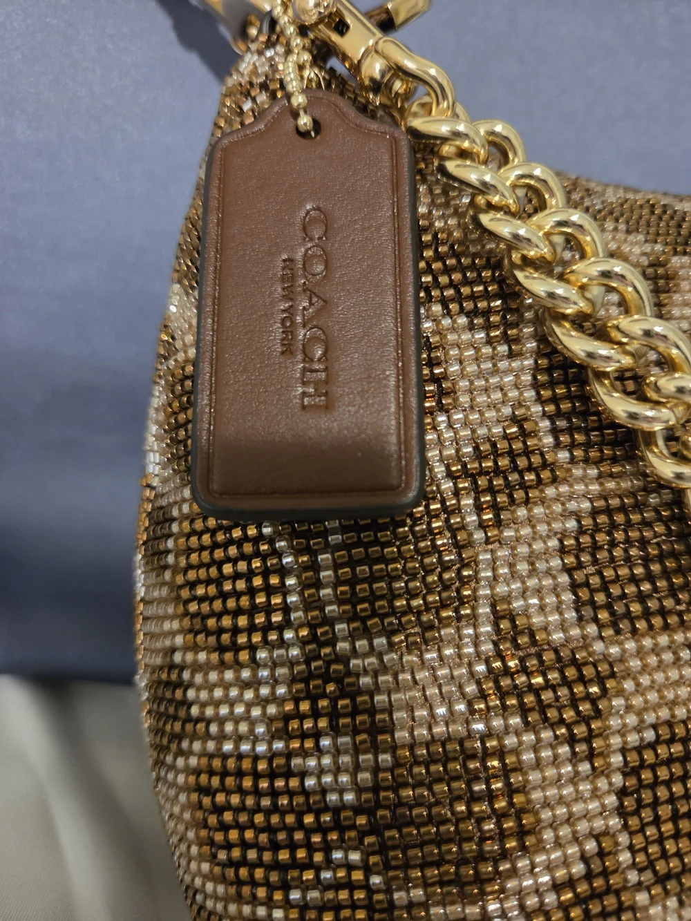 Coach Teri Brown Signature Crystal Embellished Shoulder Bag